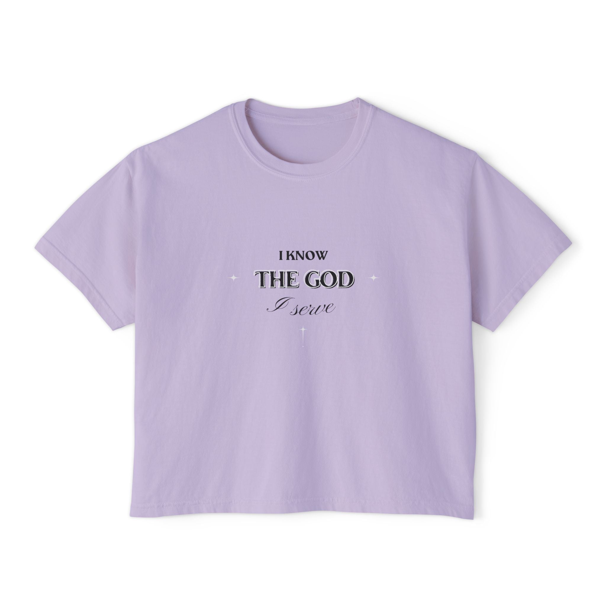I Know the God I Serve – Women’s Oversized Cropped Boxy Tee
